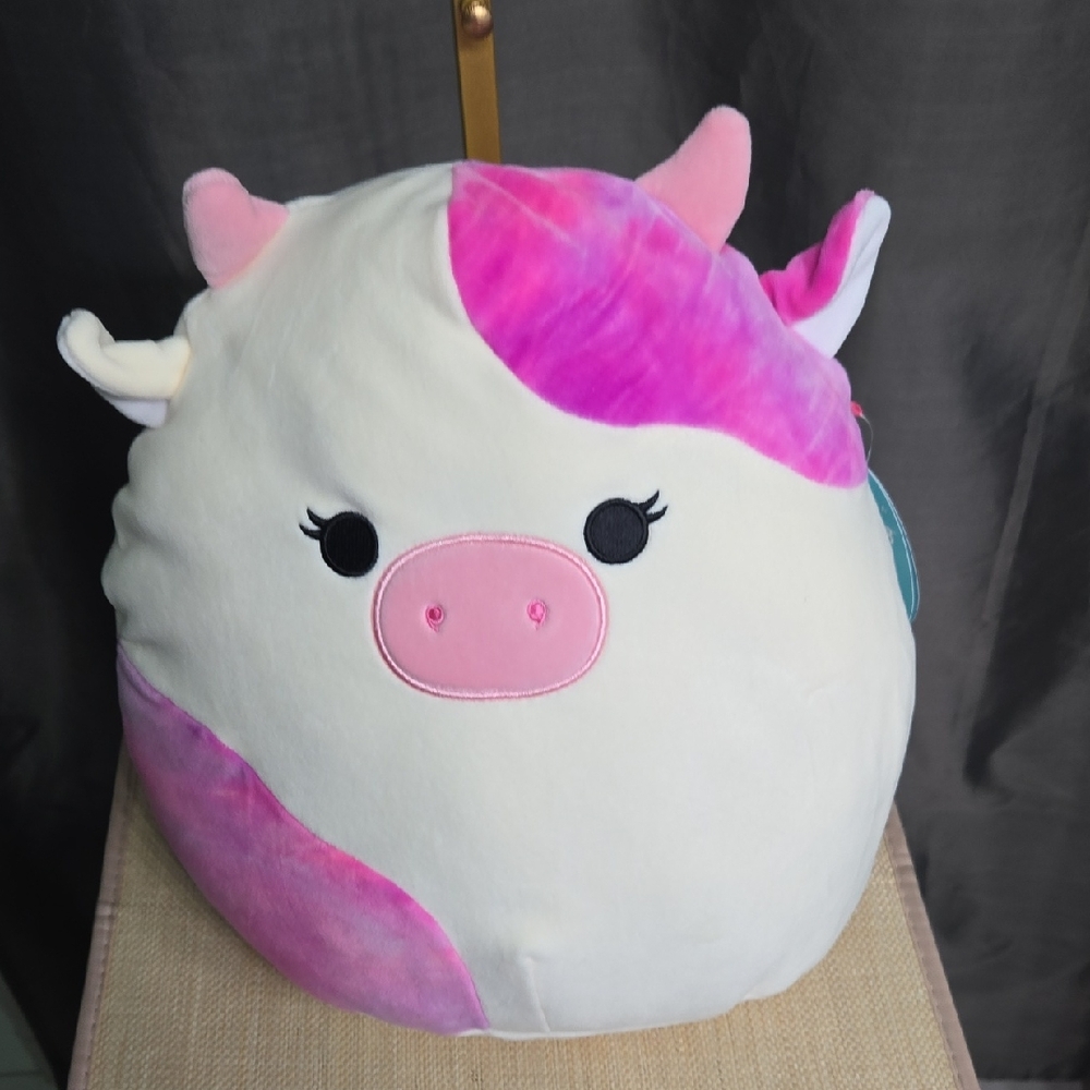 12" Squishmallows Pink and Cream Cow Plush
